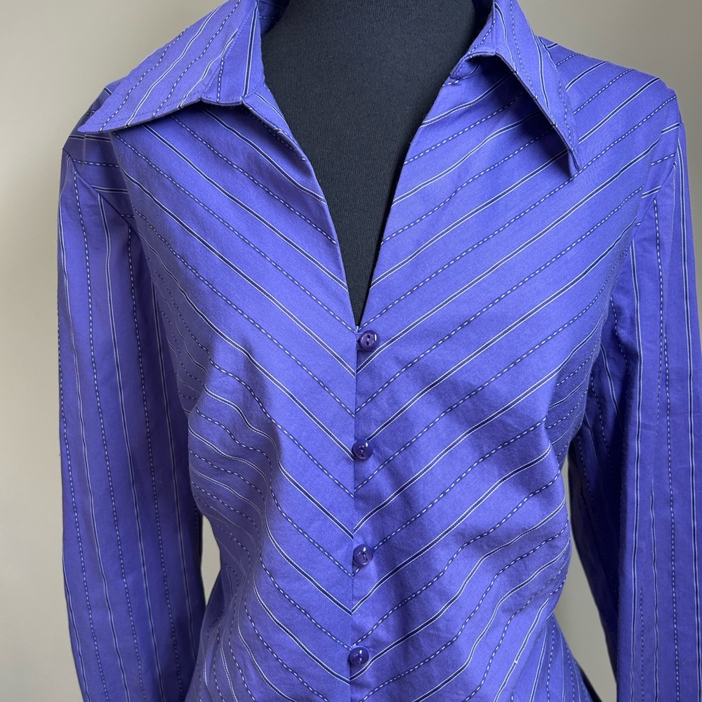 Jones New York Purple Striped Button-Down Shirt - Picture 3 of 7